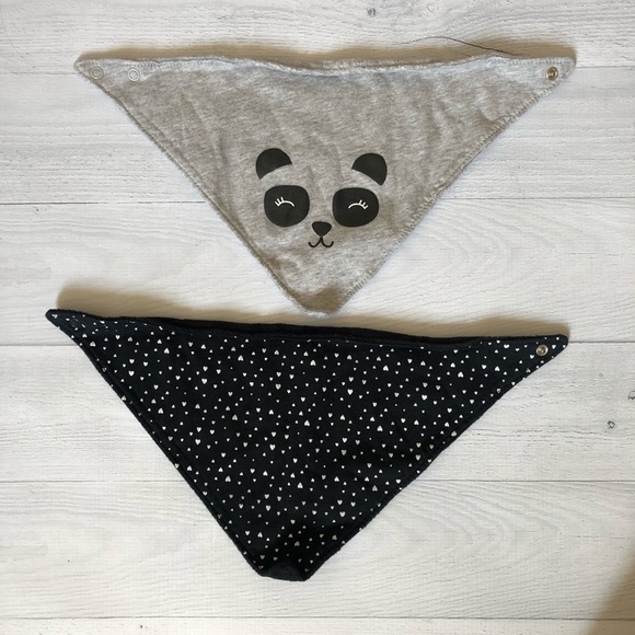 Carter’s Panda & Heart Handkerchief Bibs - Picture 2 of 3